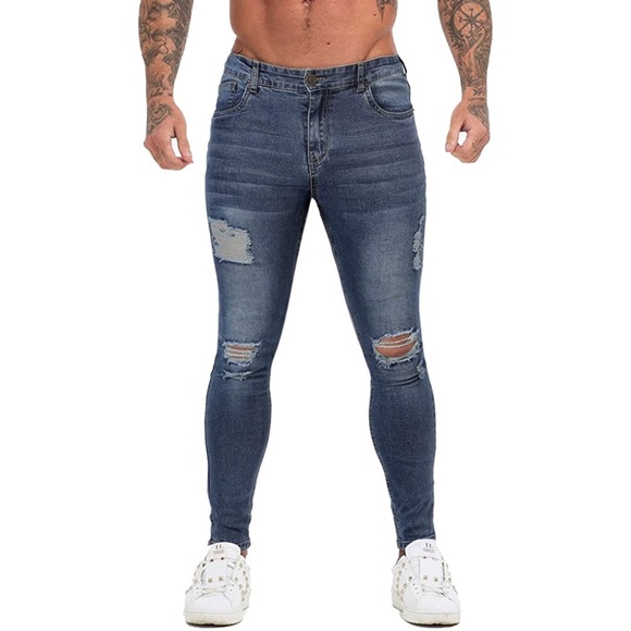 Distressed Skinny Jeans Slim Fit Stretch Jean Tight Denim Pants Black Size 30 - Picture 1 of 7